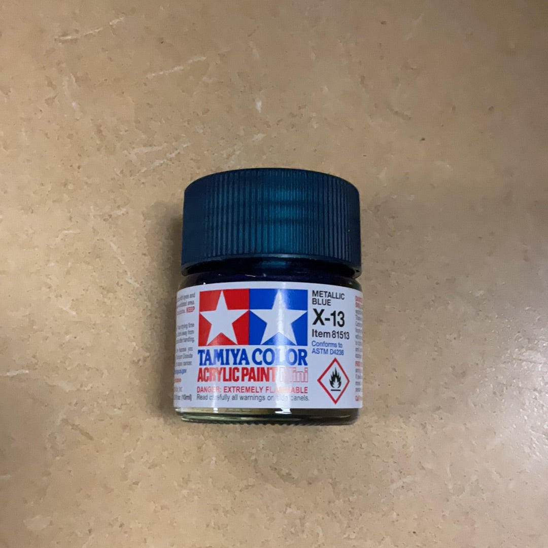 Tamiya color acrylic paint, Metallic Blue, X-13