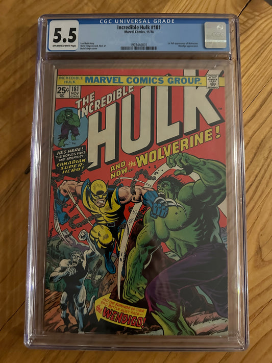 INCREDIBLE HULK #181 *CGC 5.5 * 1ST FULL APP WOLVERINE *1974* ICONIC COVER