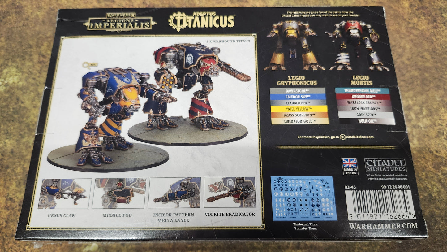 Warhammer Legions Imperialis Titan Legions Warhound Titans