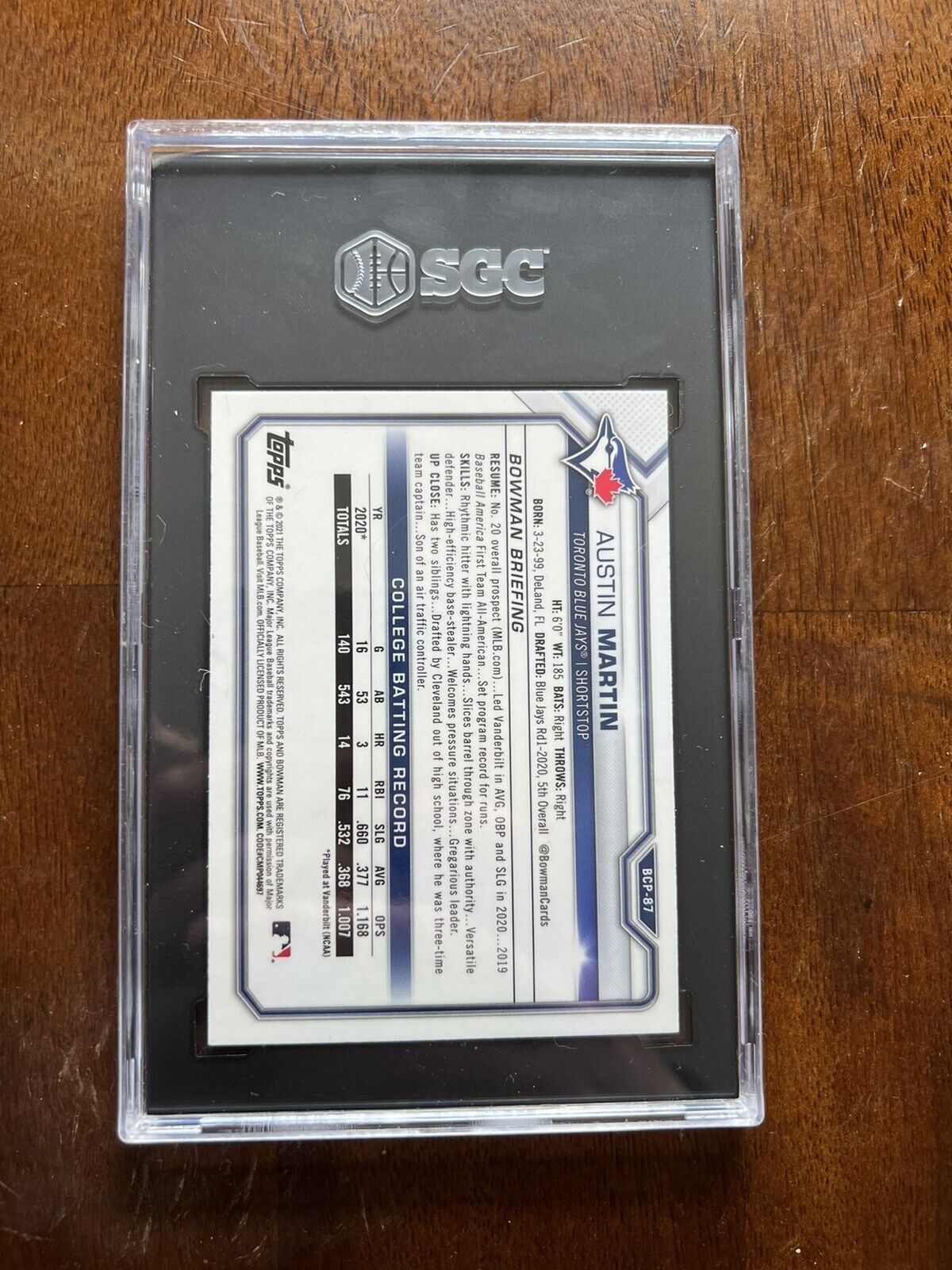 2021 BOWMAN CHROME MEGA BOX MOJO AUSTIN MARTIN ROOKIE #87 SGC 10 *Qty MINT TWINS