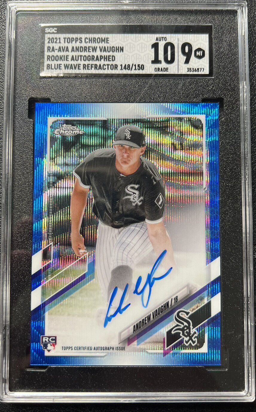 2021 Topps Chrome Andrew Vaughn #/150 Auto Blue Wave Refrac SGC 9 Rookie RC