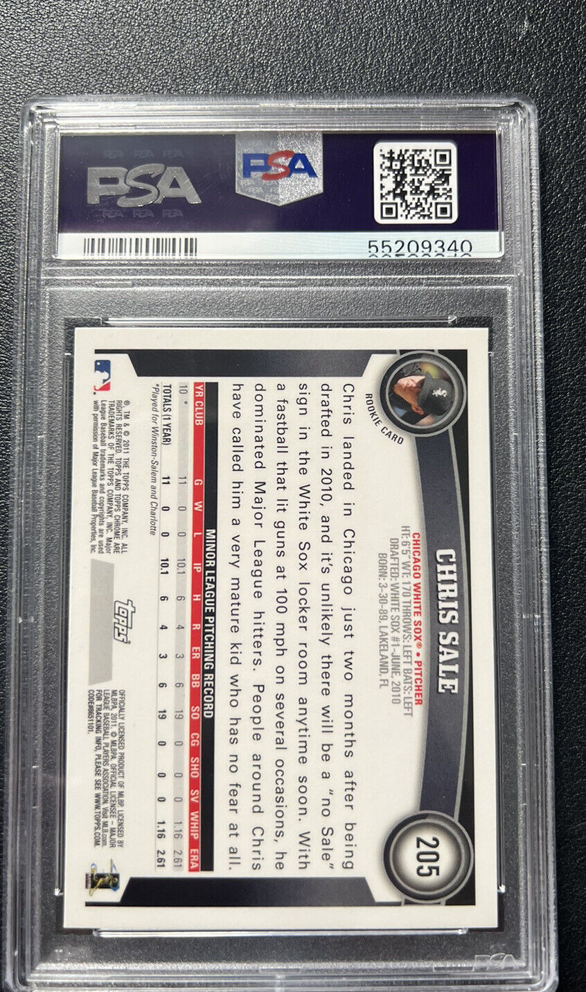 2011 Topps Chrome Chris Sale Refractor PSA 9 Mint Rookie Card RC White Sox