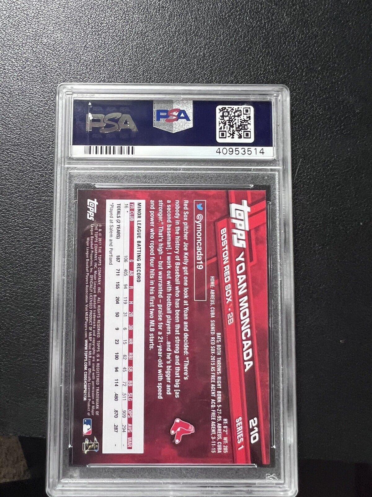 2017 Topps #210 Blue Jersey Yoan Moncada RC Rookie PSA 10 💎 Mint White Sox