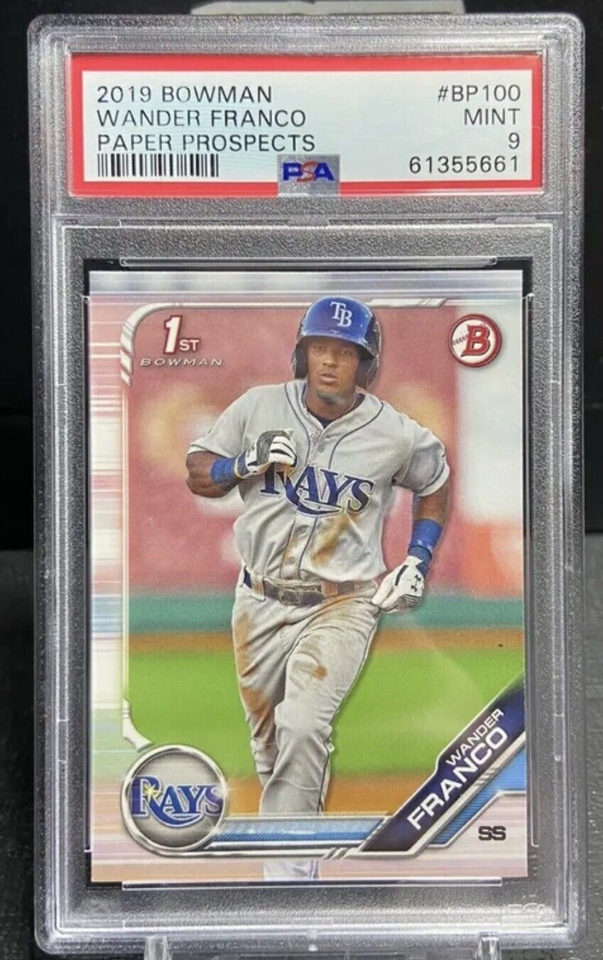 WANDER FRANCO 2019 BOWMAN BP100 1ST BOWMAN RC PSA 9 TAMPA BAY RAYS