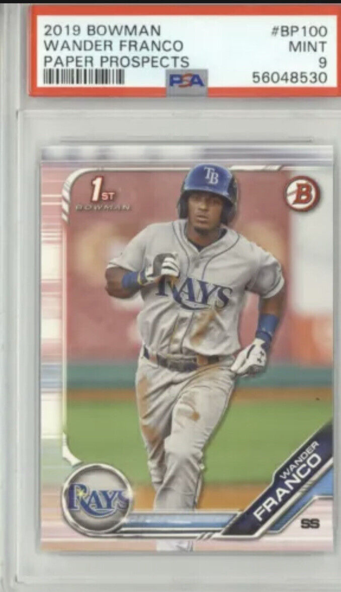 WANDER FRANCO 2019 BOWMAN BP100 1ST BOWMAN RC PSA 9 TAMPA BAY RAYS