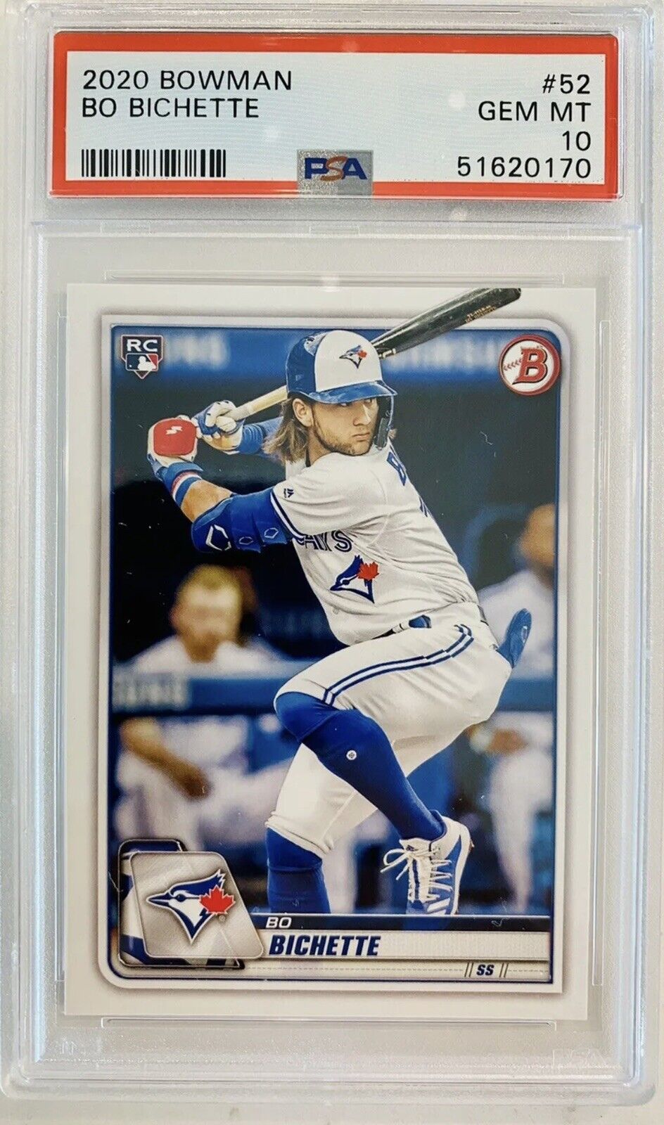 2020 Bowman BO BICHETTE #52 ROOKIE CARD PSA 10 - Gem Mint Blue Jays QTY