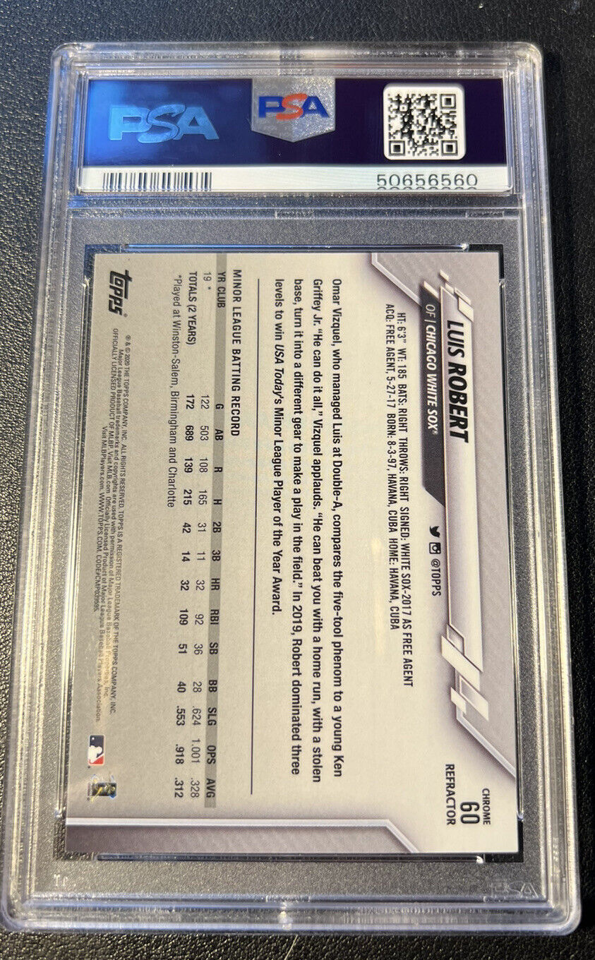 2020 Topps Chrome Luis Robert Sepia Refractor Rookie Card PSA 10 MINT #60 RC