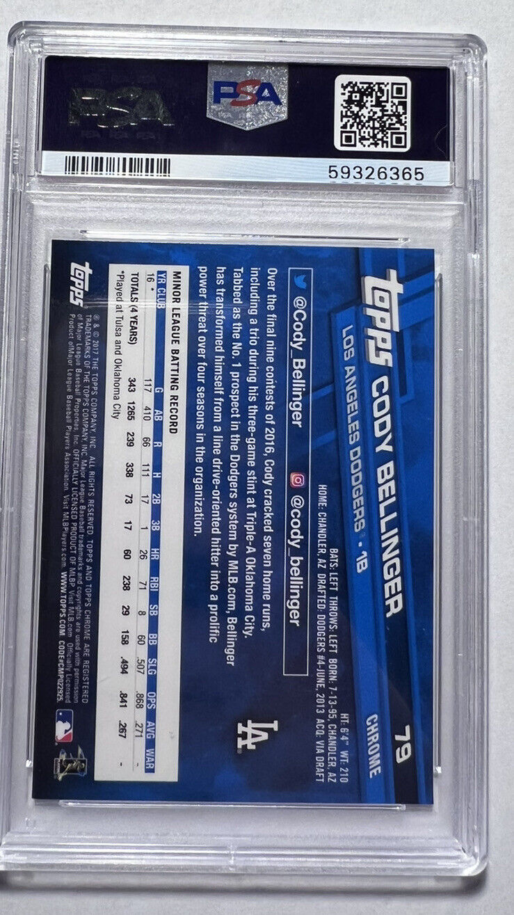 2017 Topps Chrome Cody Bellinger #79 Rookie Card RC PSA 9 Mint!