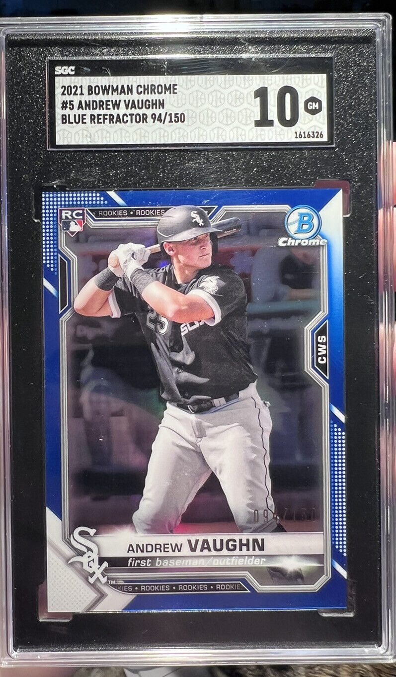 Andrew Vaughn 2020 Bowman Chrome Blue Refractor RC /150 SGC 10 Rookie Card
