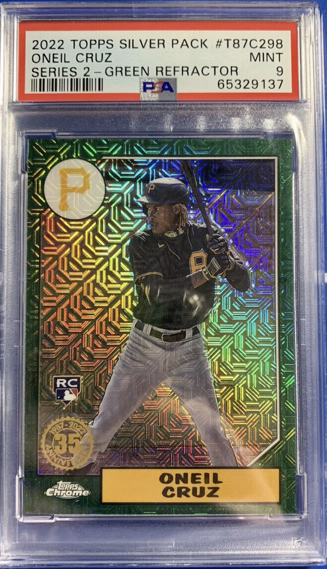 2022 Topps Series 2 Oneil Cruz Silver Pack Green Mojo Rookie /99 PSA 9 Pirates