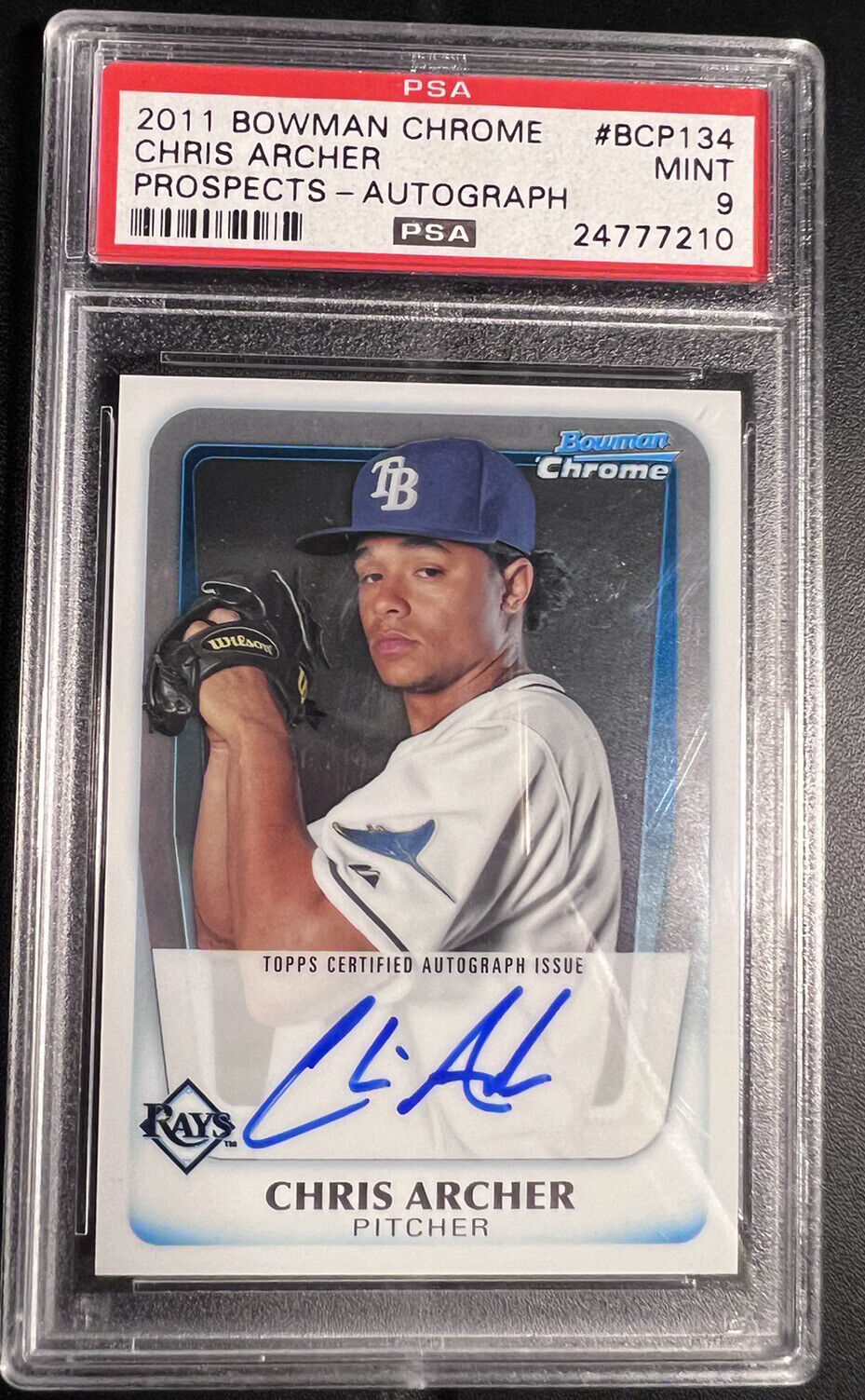 2011 bowman chrome chris archer auto psa 9 Prospect Autograph Tampa Bay rays
