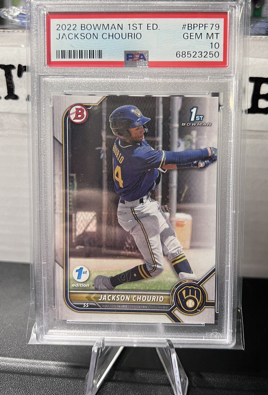 2022 Bowman 1st First Edition Jackson Chourio #BPPF79 PSA 10 GEM MINT Brewers
