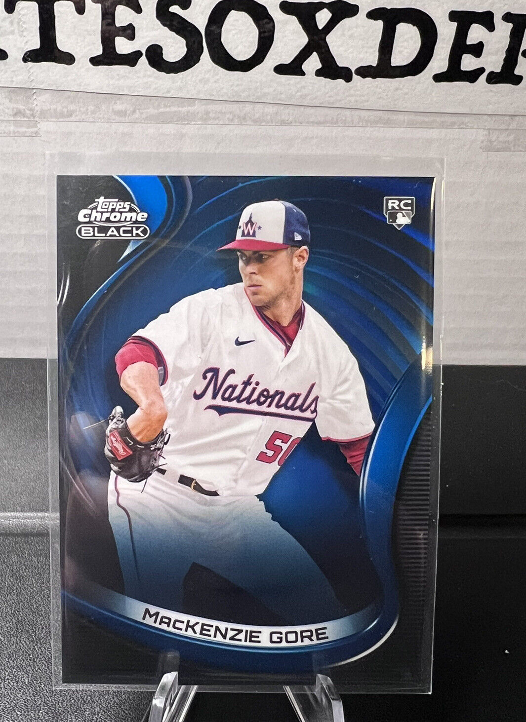 Mackenzie Gore 2022 Topps Chrome Black RC Blue Refractor #/75 Nationals Rookie