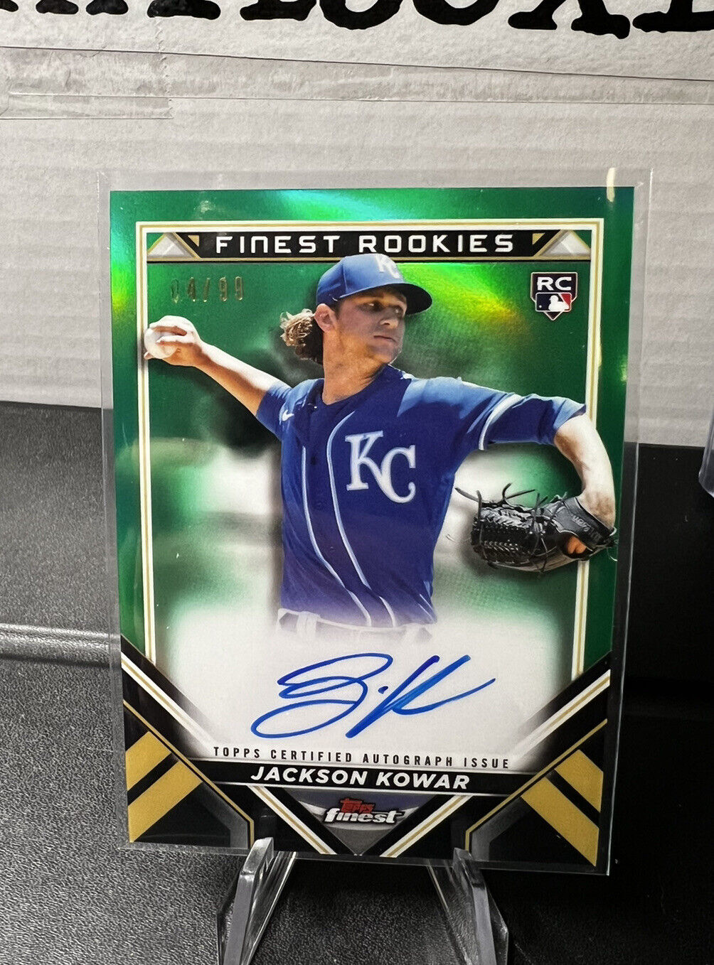 Jackson Kowar 2022 Topps Finest “Finest Rookies” Auto Green Wave /99 - KC Royals