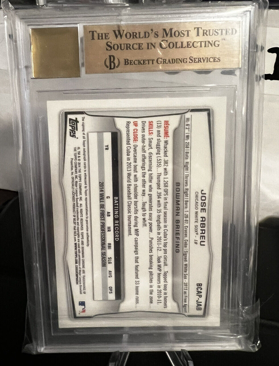 2014 Bowman Chrome Prospect Auto Jose Abreu BGS 9.5/10 Rookie Card RC CWS Astros