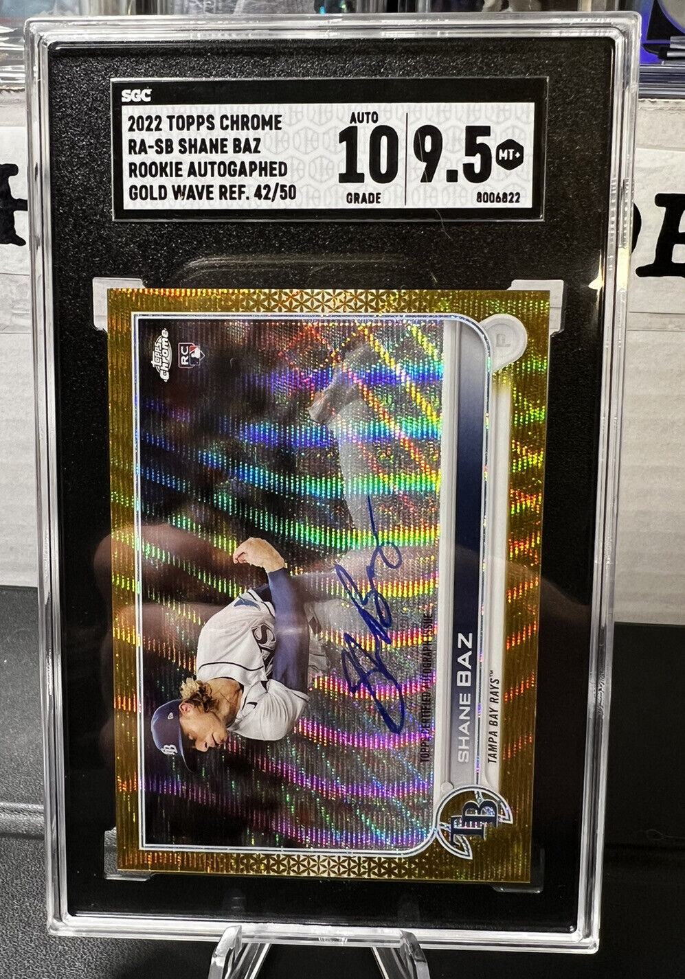 2022 Topps chrome Shane Baz gold refractor #/50 sgc 9.5 Auto 10 Rookie Card RC