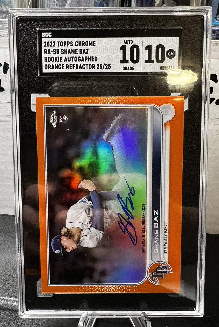 2022 Topps Chrome Shane Baz 25/25 Orange Refractor SGC 10 auto 10 Rookie Card RC