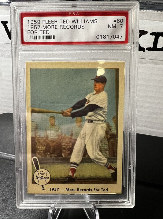 1959 Fleer Ted Williams 1957-MORE RECORDS FOR TED HOF #60 PSA 7 NM