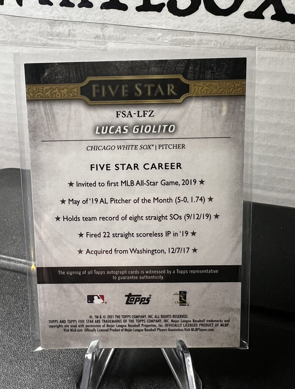 2021 Topps Five Star LUCAS GIOLITO AUTO CHICAGO WHITE SOX FSA-LFZ Vet Auto