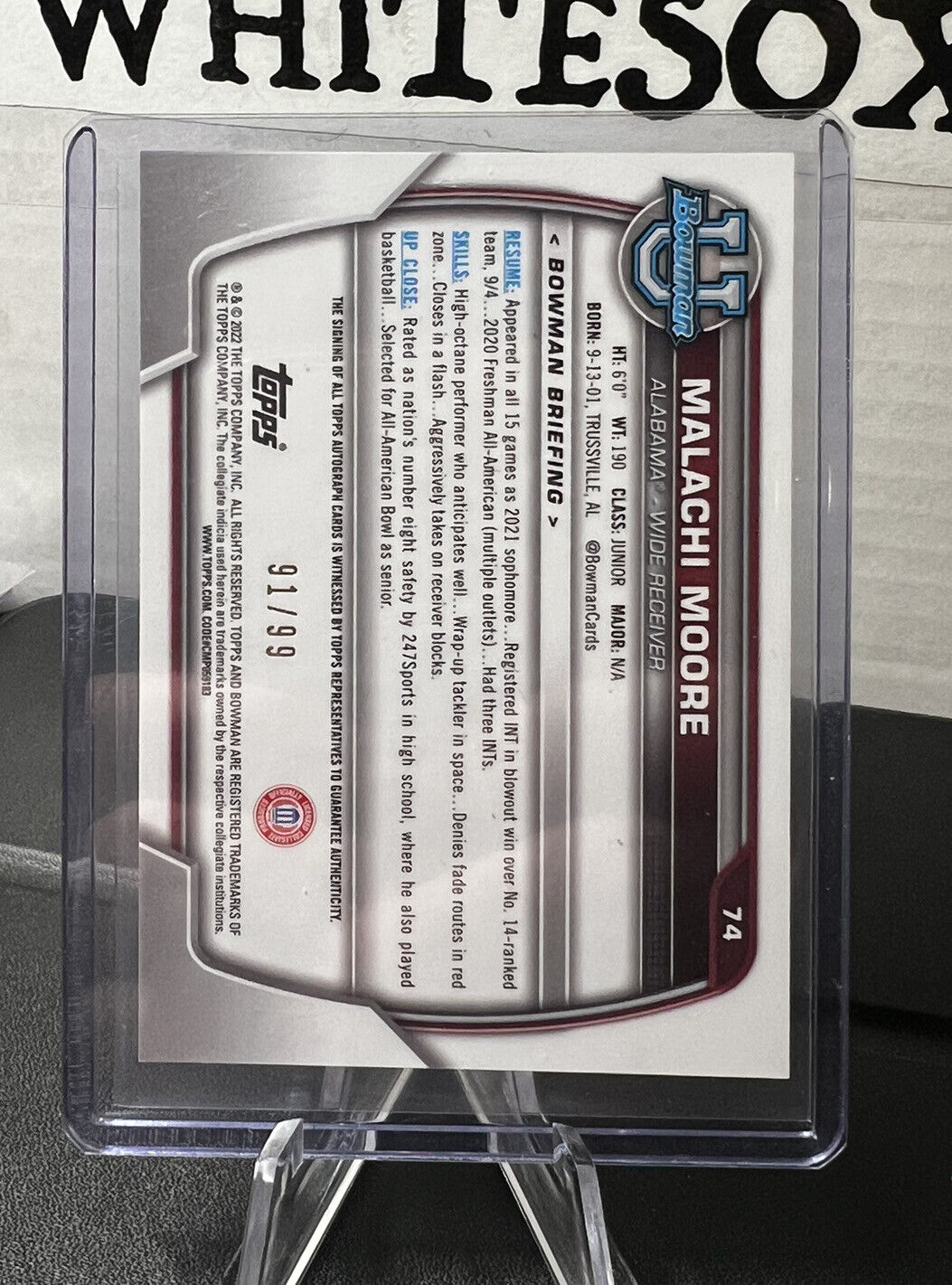 2022 Bowman Chrome University MALACHI MOORE AUTOGRAPH/AUTO GREEN REFRACTOR /99