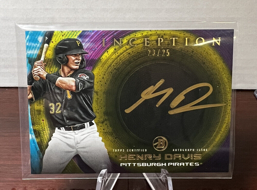 2022 bowman inception Henry Davis/25 Auto gold ink Silver Signings Pirates