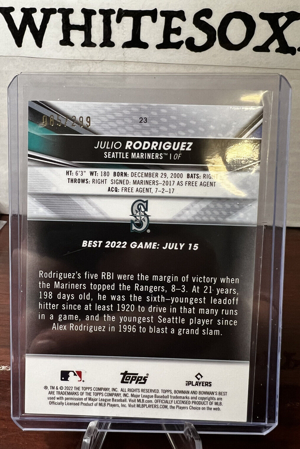 2022 bowmans best Julio Rodriguez /299 Mini-diamond refractor rookie card RC M’s