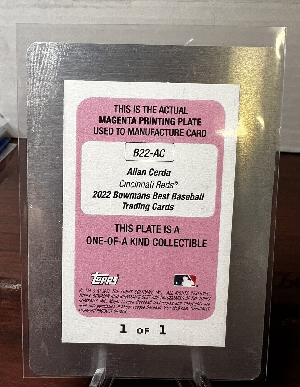 2022 Bowmans best Allan Cerda 1/1 magenta printing plate