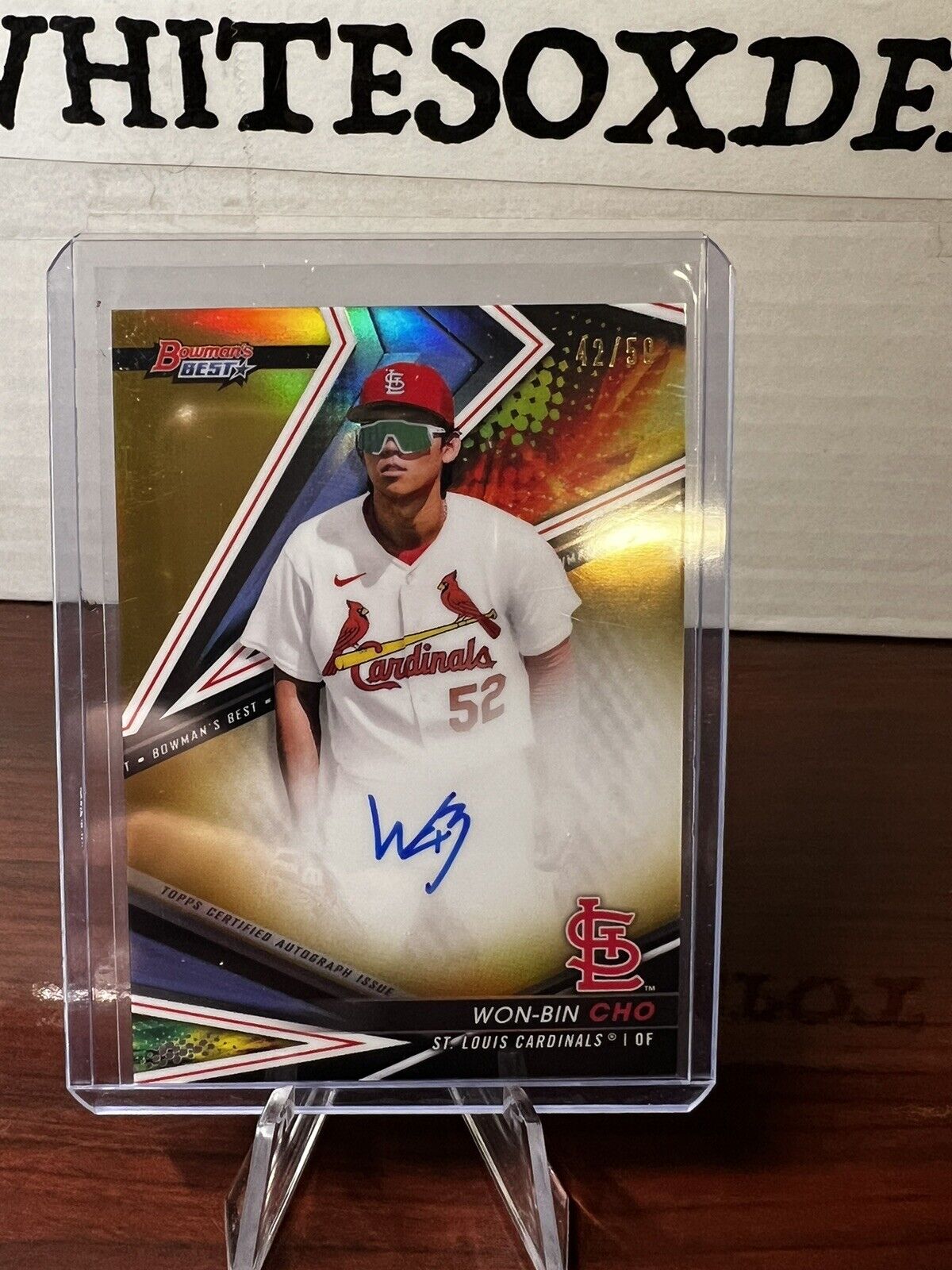 2022 Bowman's Best GOLD Refractor Won-Bin Cho Auto #/50 Cardinals Prospect