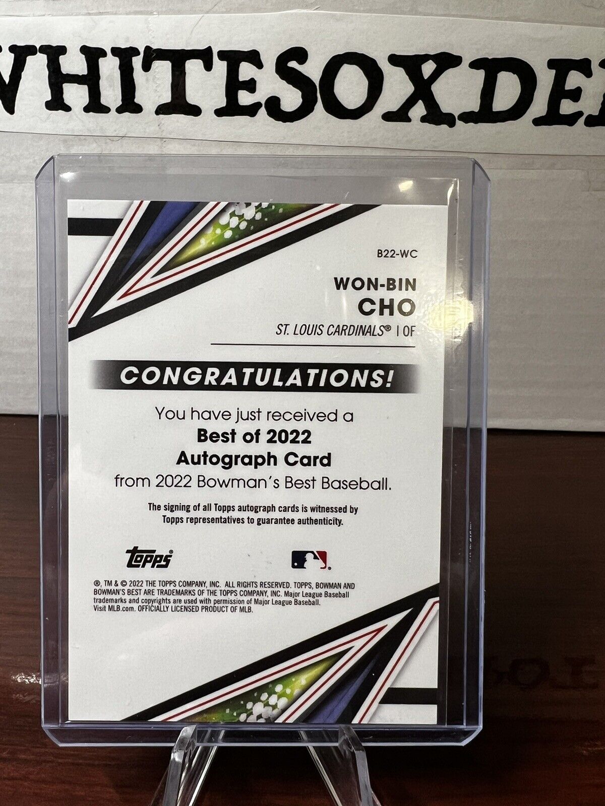 2022 Bowman's Best GOLD Refractor Won-Bin Cho Auto #/50 Cardinals Prospect