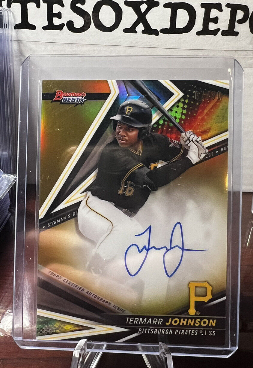 2022 Bowman’s Best Termarr Johnson #/50 Gold Refractor auto pirates top prospect