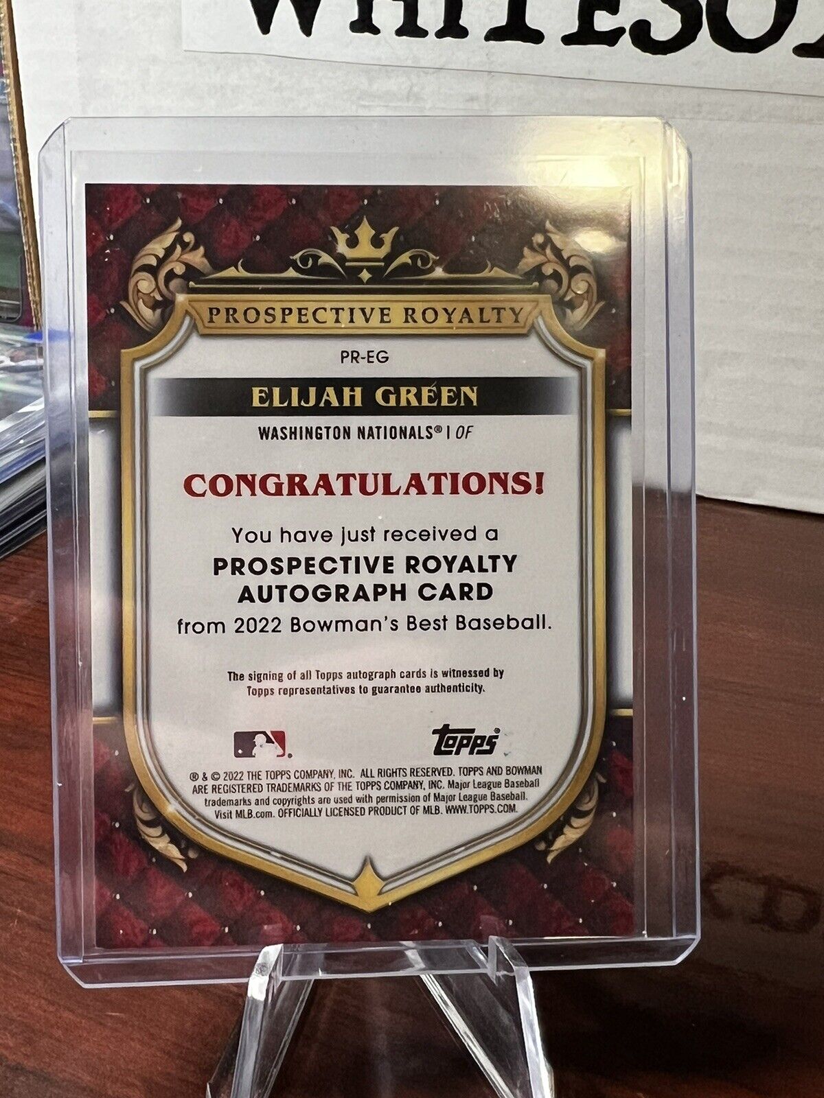 2022 bowmans best Elijah green #1/145 prospective royalty auto Nationals PR-EG