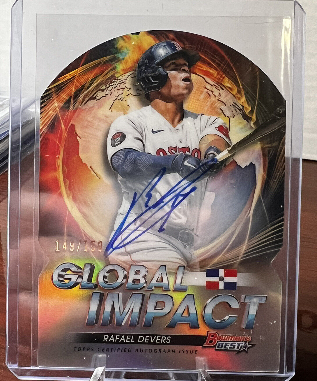2022 Bowman's Best Rafael Devers Global Impact insert Auto /150 Red Sox star