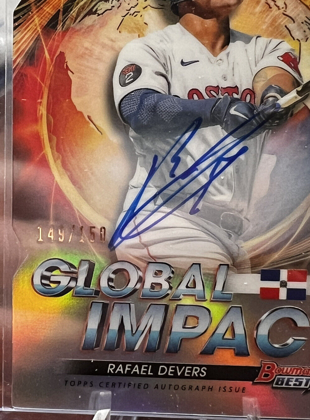 2022 Bowman's Best Rafael Devers Global Impact insert Auto /150 Red Sox star