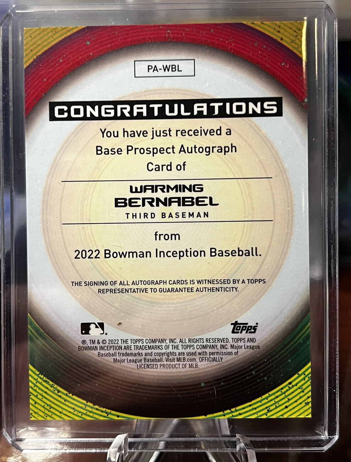 Warming Bernabel Rookie 2022 Bowman Inception Prospect Auto /250 Rockies