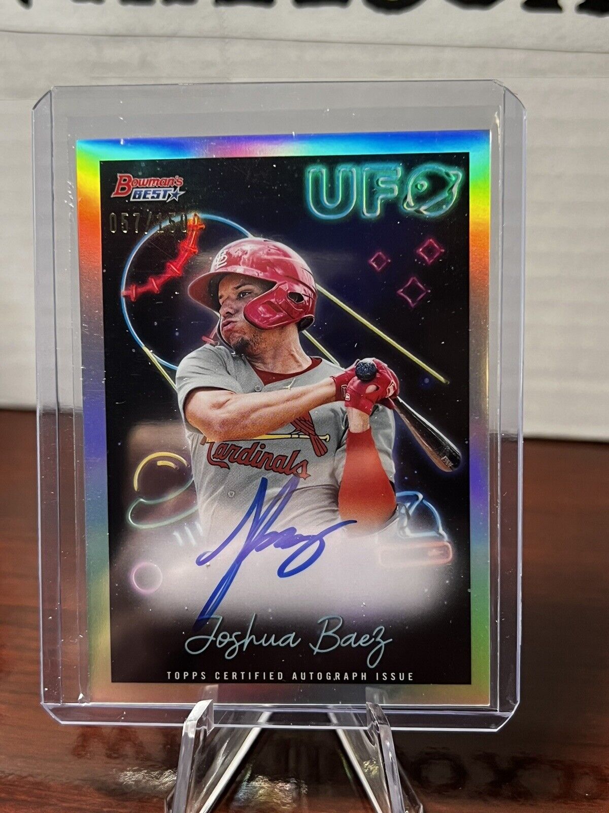 2022 Bowman’s Best Joshua Baez UFO Refractor Auto SP #67/150 Cardinals #UFOA-JB