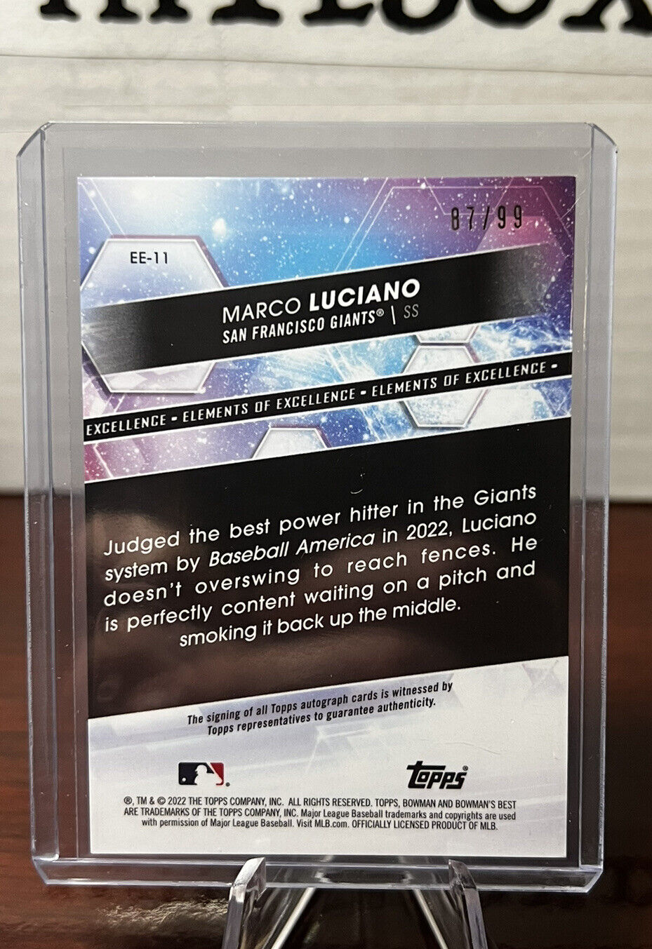 Marco Luciano 2022 Bowman's Best Elements EARTH Auto /99 Giants #EE-11