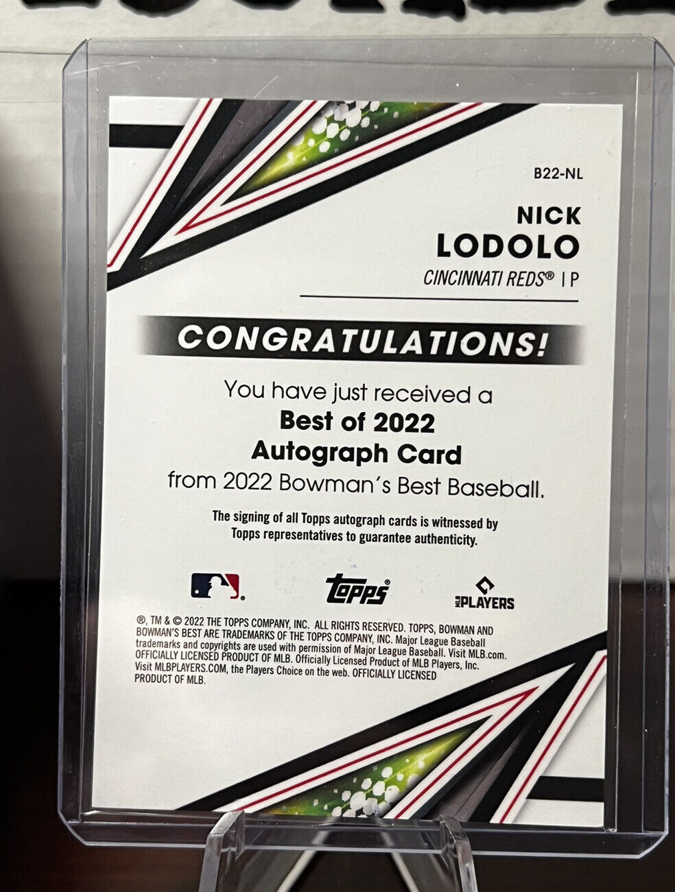 2022 bowmans best Nick Lodolo #/5 Red Lava Refractor Auto reds rookie card RC