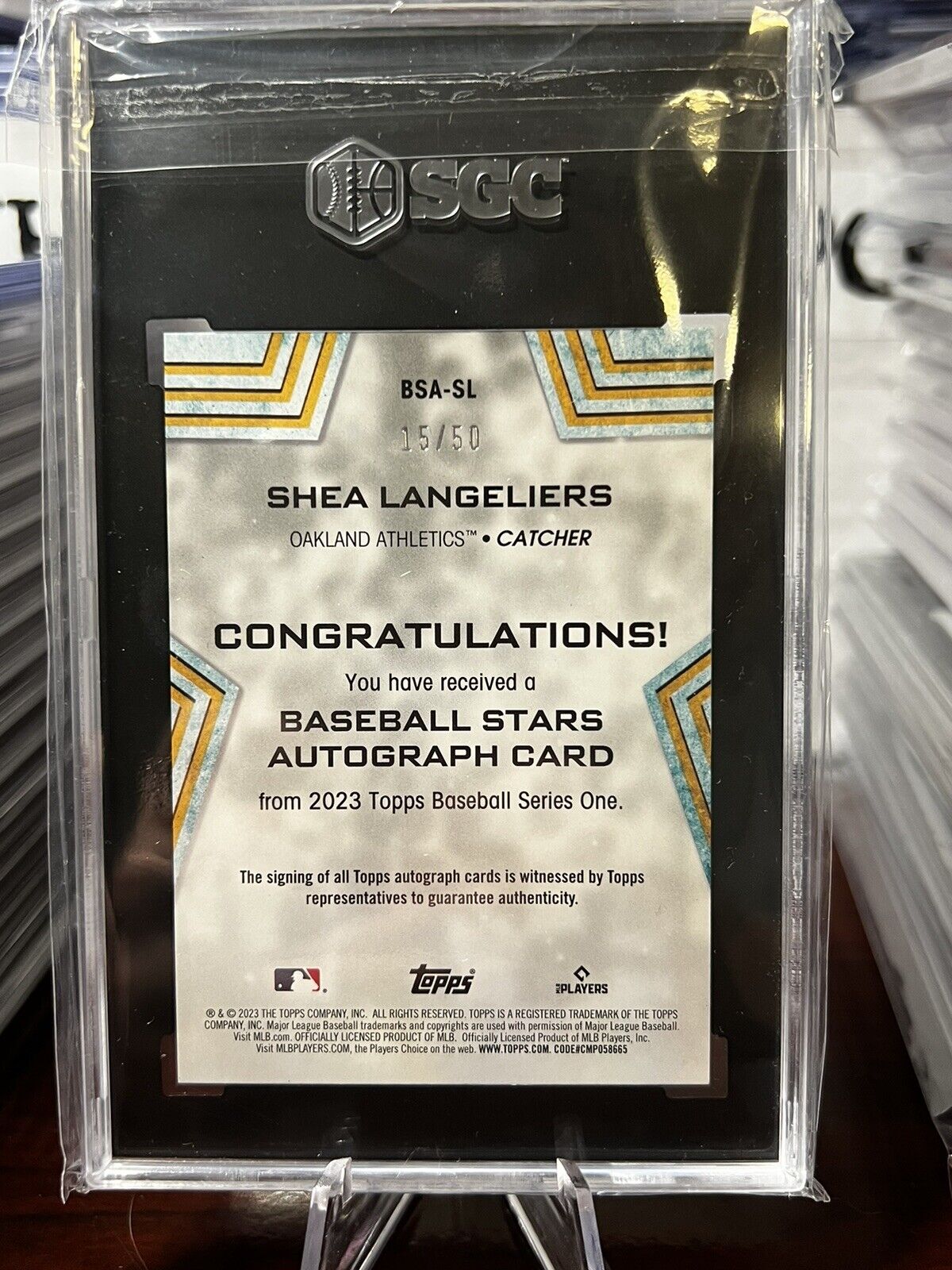2023 Topps series 1 Shea Langeliers #/199 baseball stars auto SGC 9.5 AUTO 10