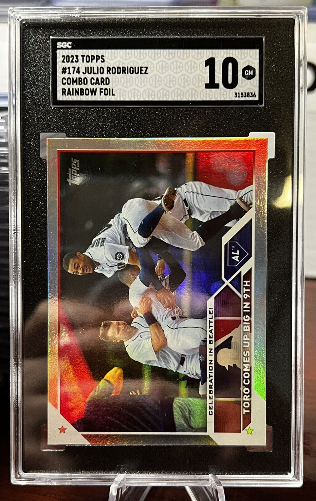 2023 Topps Series 1 Julio Rodriguez Combo card Rainbow foil SGC 10 Mariners Star