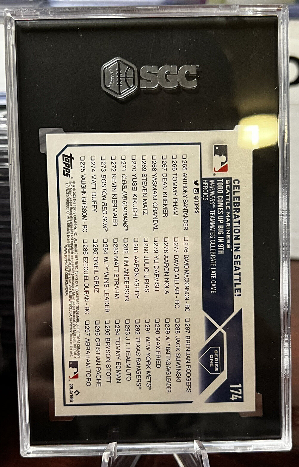 2023 Topps Series 1 Julio Rodriguez Combo card Rainbow foil SGC 10 Mariners Star