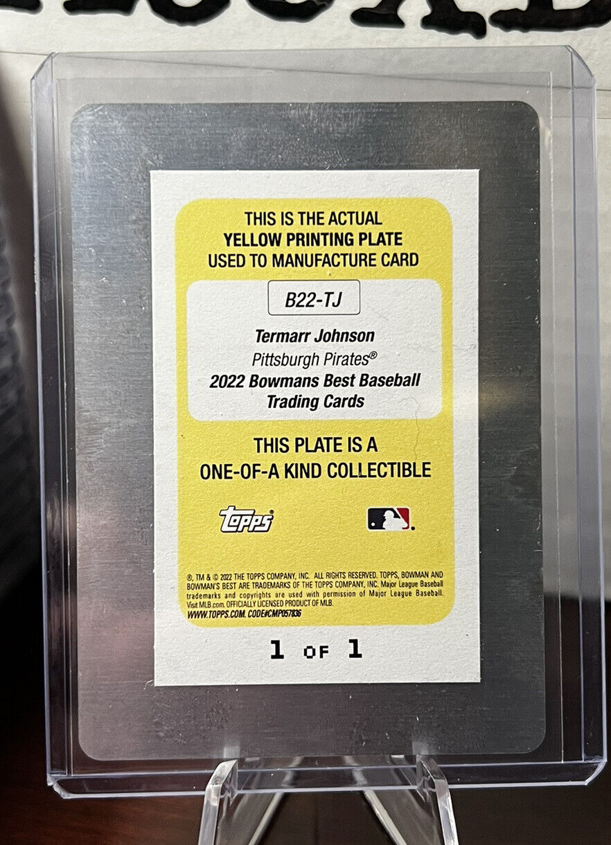 2022 Bowmans Best Termarr Johnson 1 of 1 printing plate Pirates Star Prospect