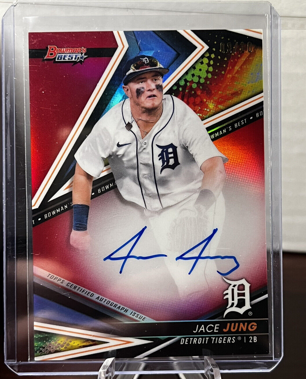2022 bowmans best Jace Jung #/10 Red Refractor Auto Tigers star prospect