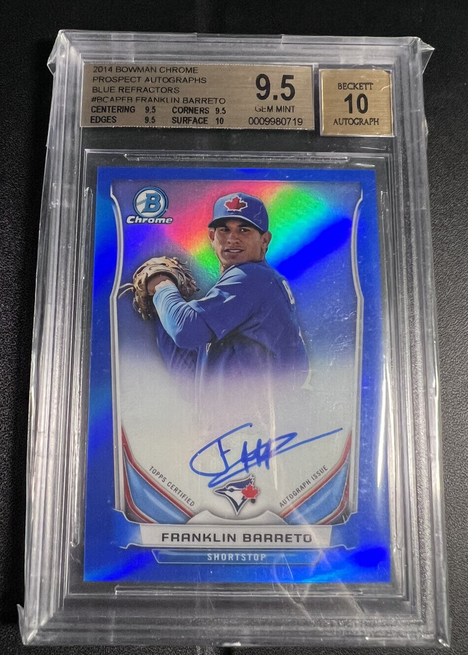 Franklin Barreto 2014 Bowman Chrome Blue Refractor Auto RC /150 BGS 9.5/10 GEM