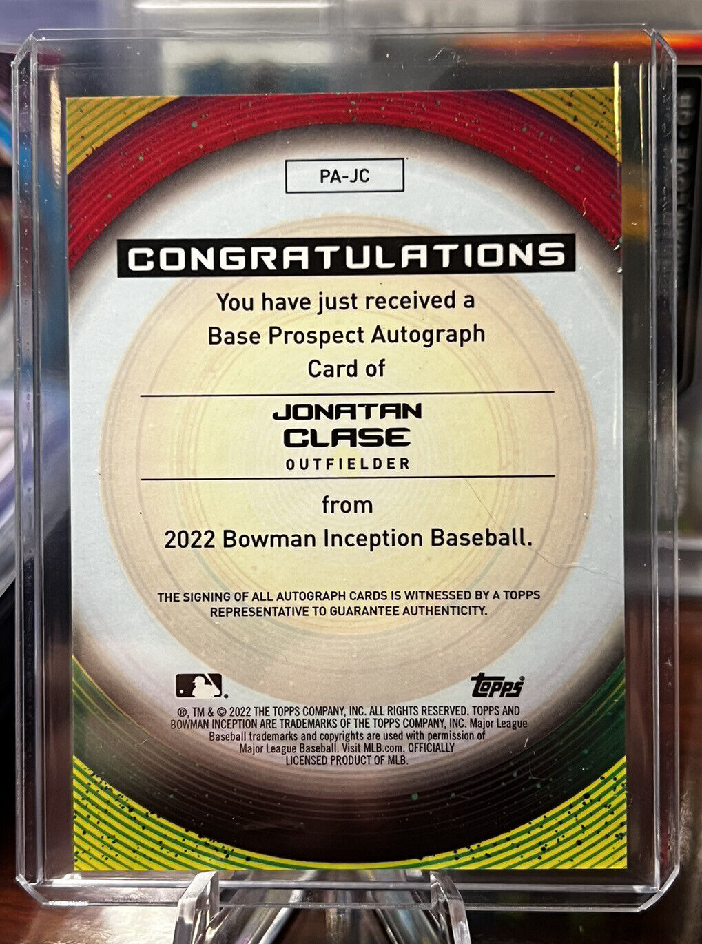 2022 Bowman Inception Jonatan Clase /200 Mariners Prospect auto