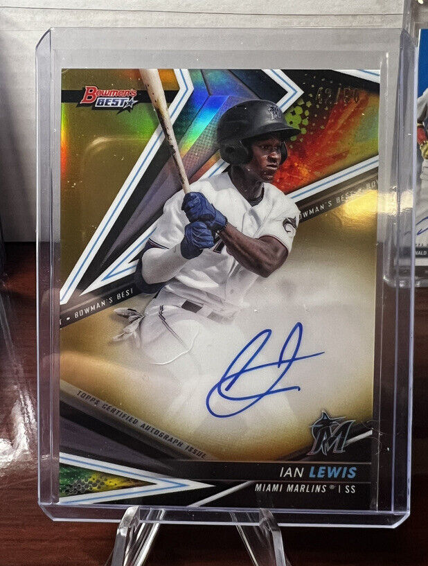 2022 Bowman’s Best IAN LEWIS Best of 2022 Chrome On Card Auto Gold /50 Marlins
