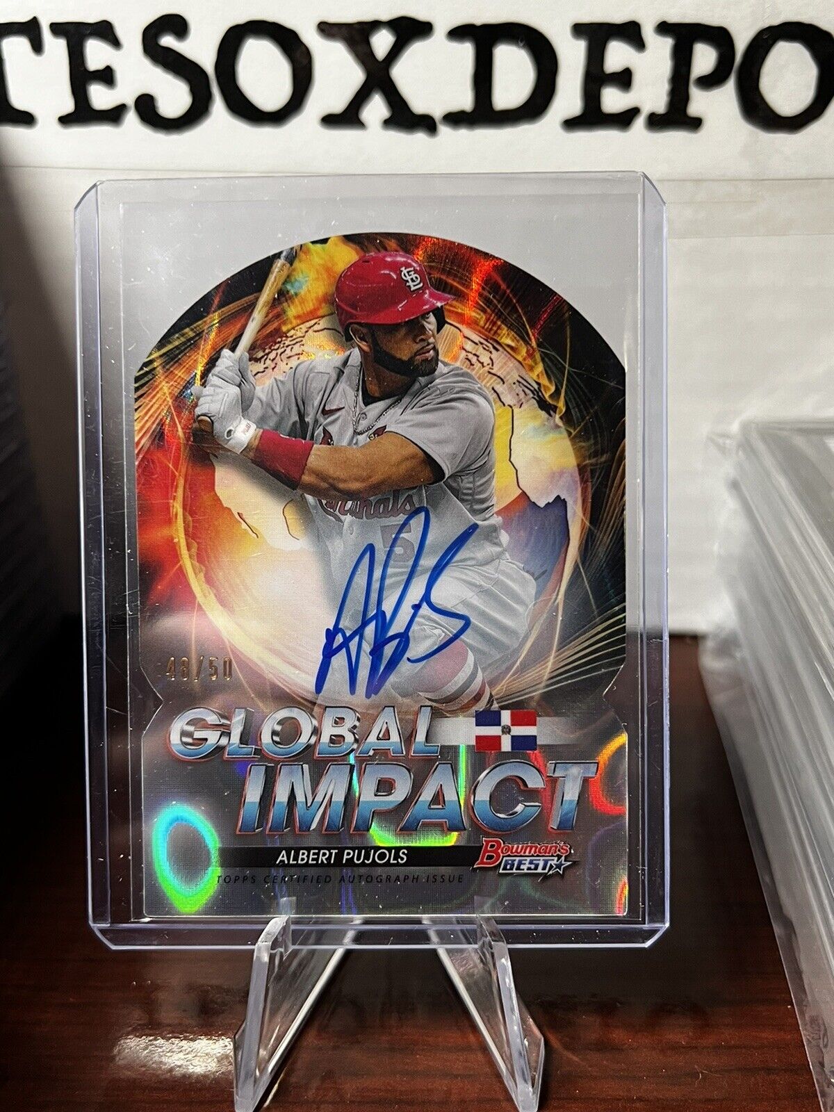 ALBERT PUJOLS 2022 BOWMAN BEST AUTOGRAPH /50 LAVA REFRACTOR GLOBAL IMPACT AUTO