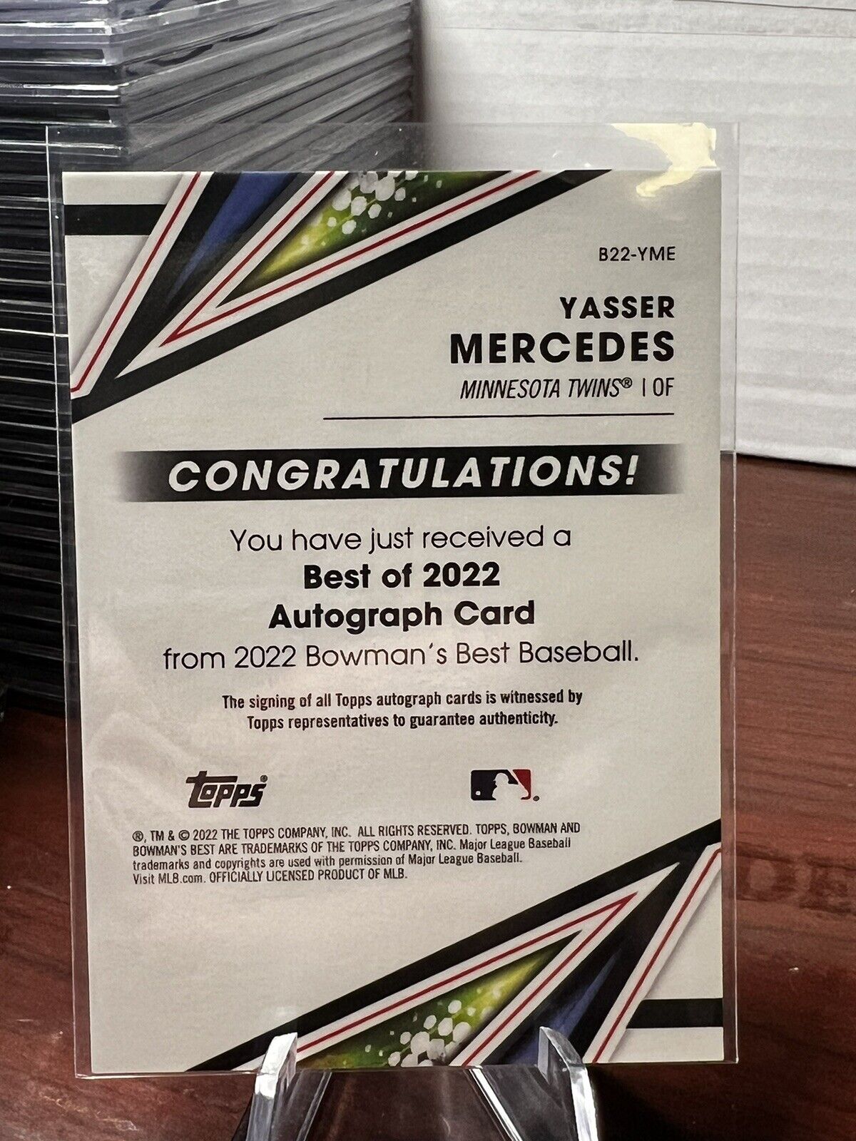 2022 bowmans best Yasser Mercedes #/75 gold lava refractor auto Twins prospect