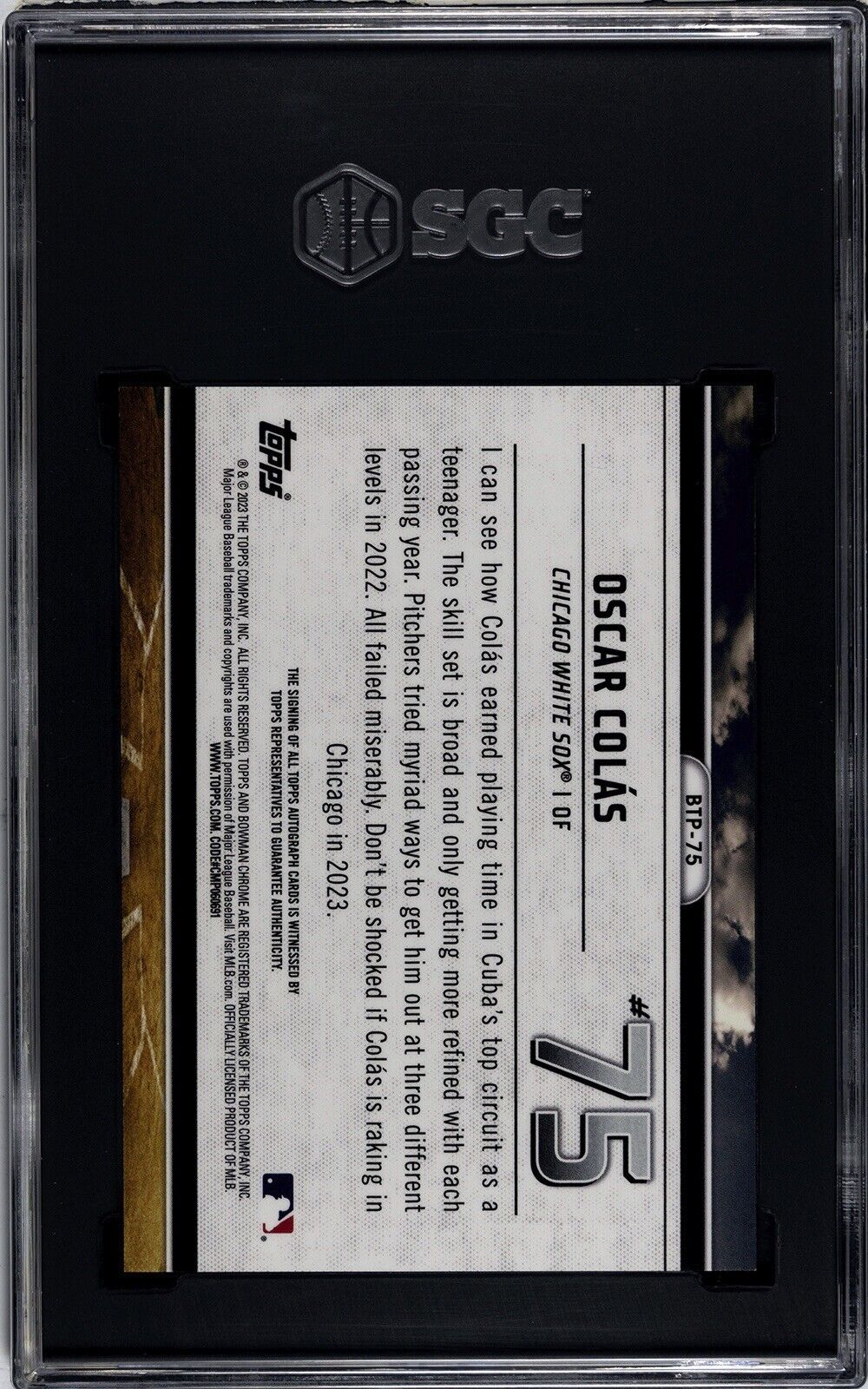 2023 bowman scouts top 100 Oscar Colas #/50 gold SGC 10 auto 10 #76