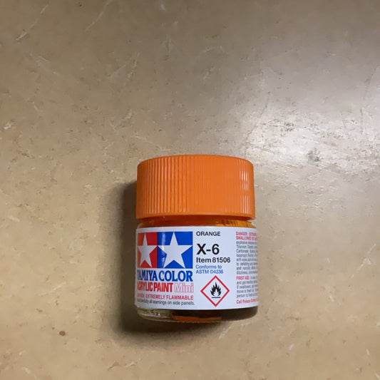 Tamiya color acrylic paint, Orange, X-6