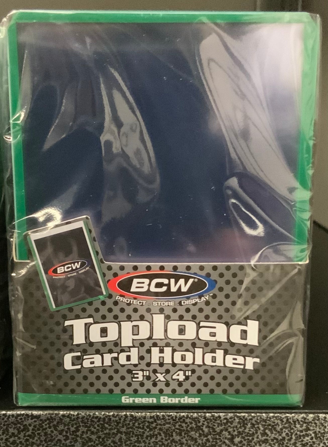 BCW Topload Card Holder - Green Border